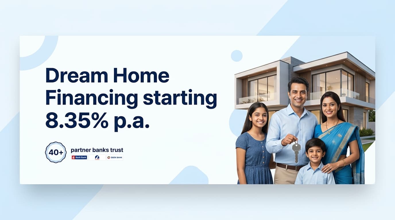 Dream Home Financing starting 8.35% p.a. with 40+ Partner Banks